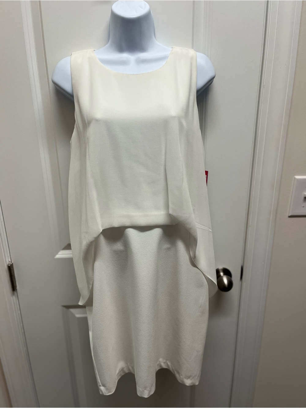 NWT Vince Camuto Chiffon Popover Dress 6 Cloud Dancer Ivory White Layered
